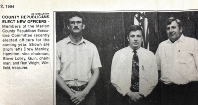 1994 newspaper clipping of Steve Lolley as County Republicans New Officers